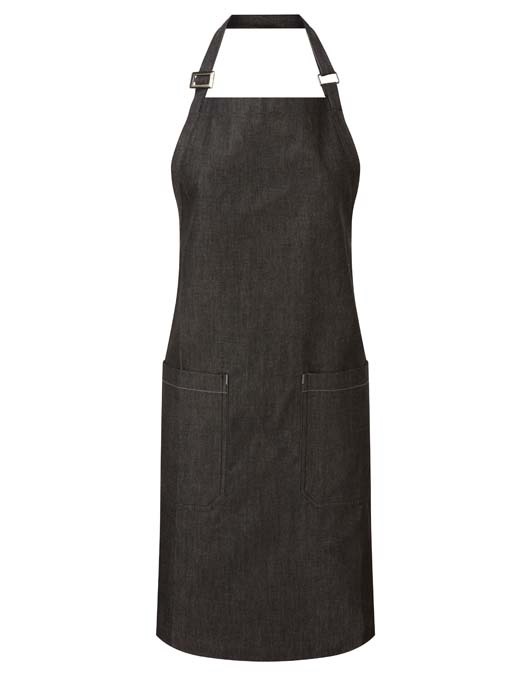 Cotton denim bib apron, organic and Fairtrade certified