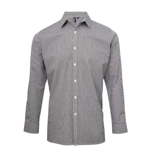 Microcheck (Gingham) long sleeve cotton shirt