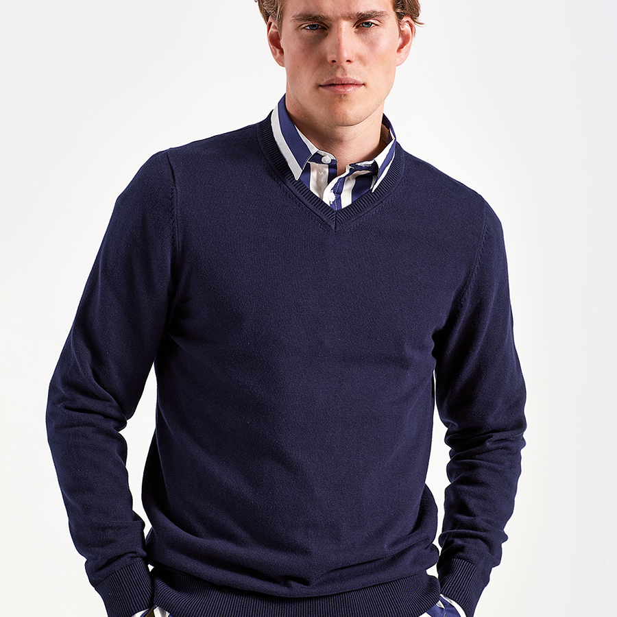 Cotton blend v-neck sweater Unisex - DecoStitch - work wear - school ...